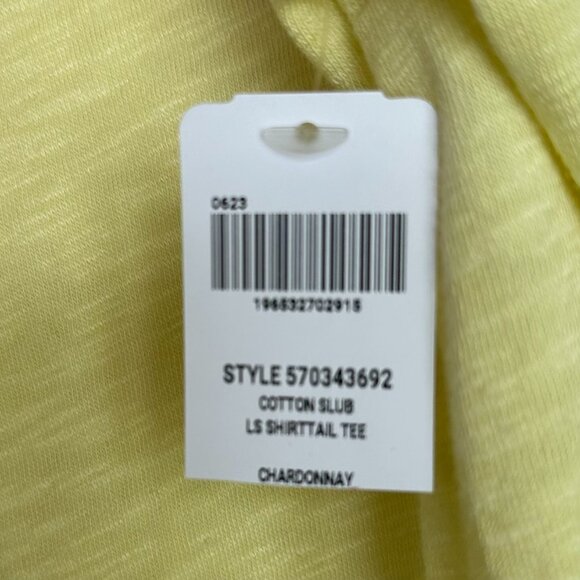 Soma T-Shirt Long Sleeve Top Chardonnay Yellow Cotton Slub Shirttail Tee Small - Picture 4 of 6